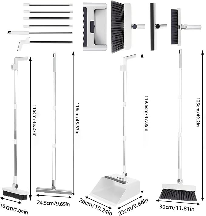 SDSM Broom with Dustpan Combo Set, 4 in 1 Multifunctional Broom and Dustpan - Image 8
