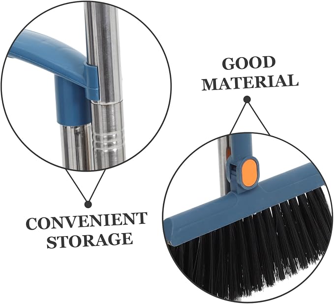 Collapsible Broom Dustpan Set Standing Dustpan Home Cleaning Tools Stainless - Image 9