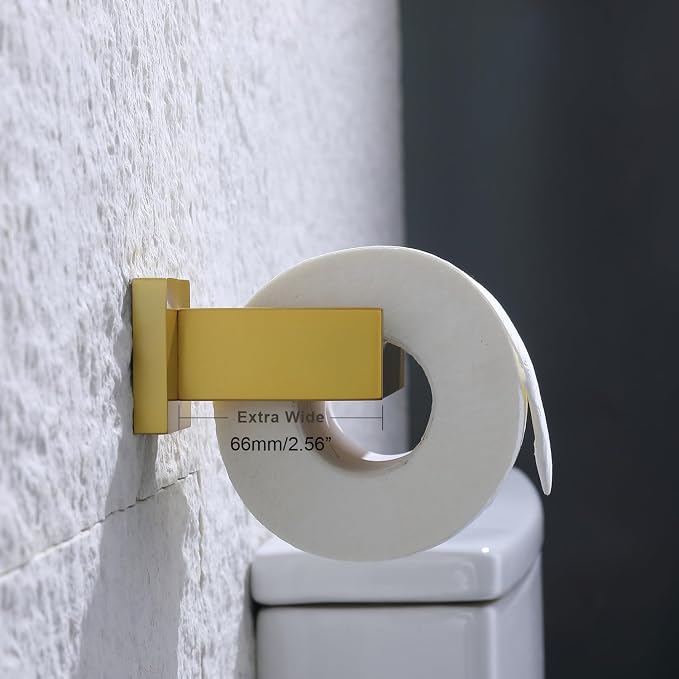 TASTOS Toilet Paper Holder Brushed Gold, Toilet Tissue Roll Holders Dispenser - Image 5