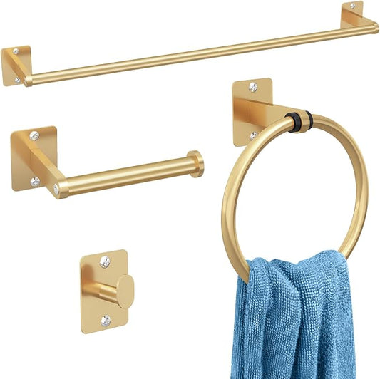 Bathroom Accessories Set, KLJKPA 4 Pieces Gold Bathroom Hardware Set, 24 inch by KLJKPA