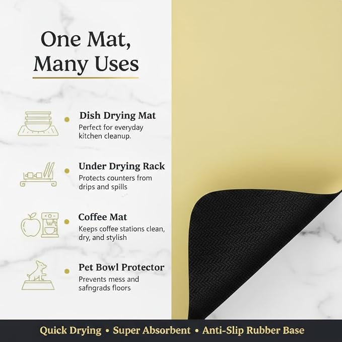 Dish Drying Mat Super Absorbent – 16" x 18" Coffee Mat - Image 6