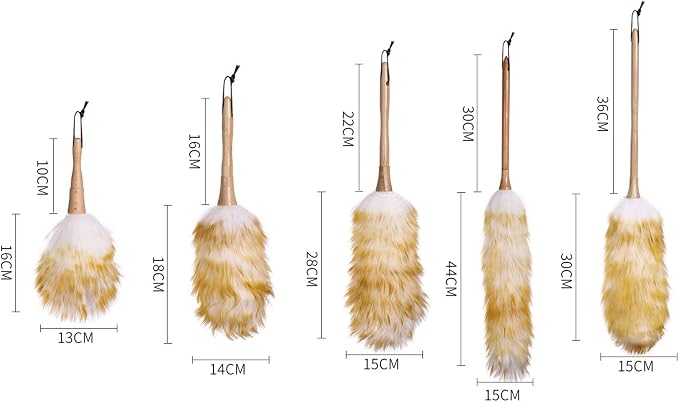 MaikOn Tools, Set Feather Duster 2 Pack Lambswool Duster, Pure Lambs Wool Duster - Image 2