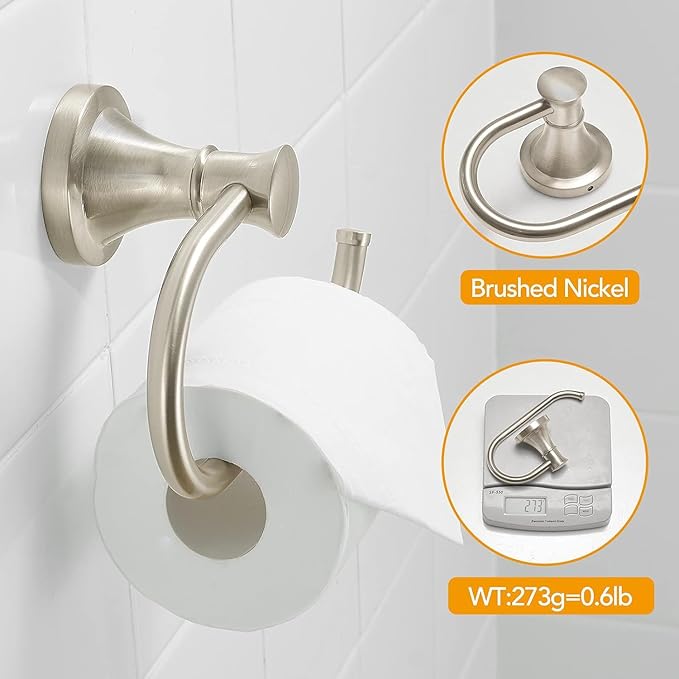 BESy Brushed Nickel Toilet Tissue Paper Holder Brushed Nickel Bathroom - Image 5