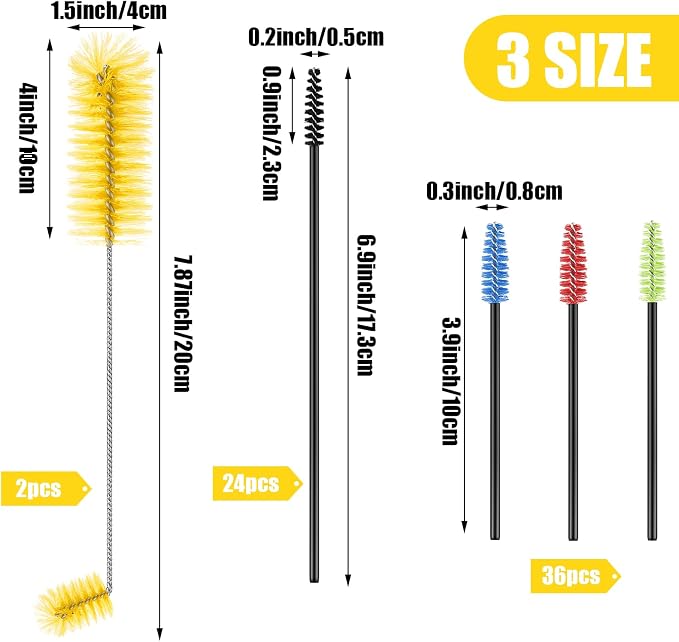 Hummingbird Feeder Cleaning Brush 19 Pieces 3 Size Mini Nylon Double Headed 2 - Image 2