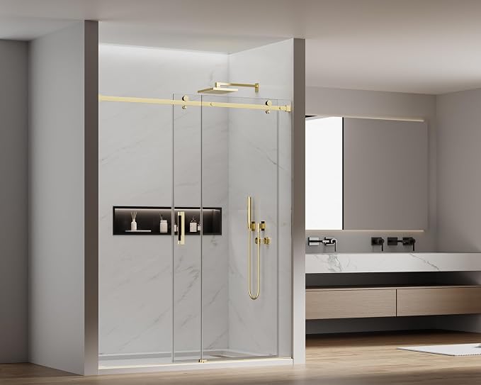 56-60" W x 74" H Frameless Sliding Shower Door, 5/16" Clear Tempered Glass by JONIVRAT