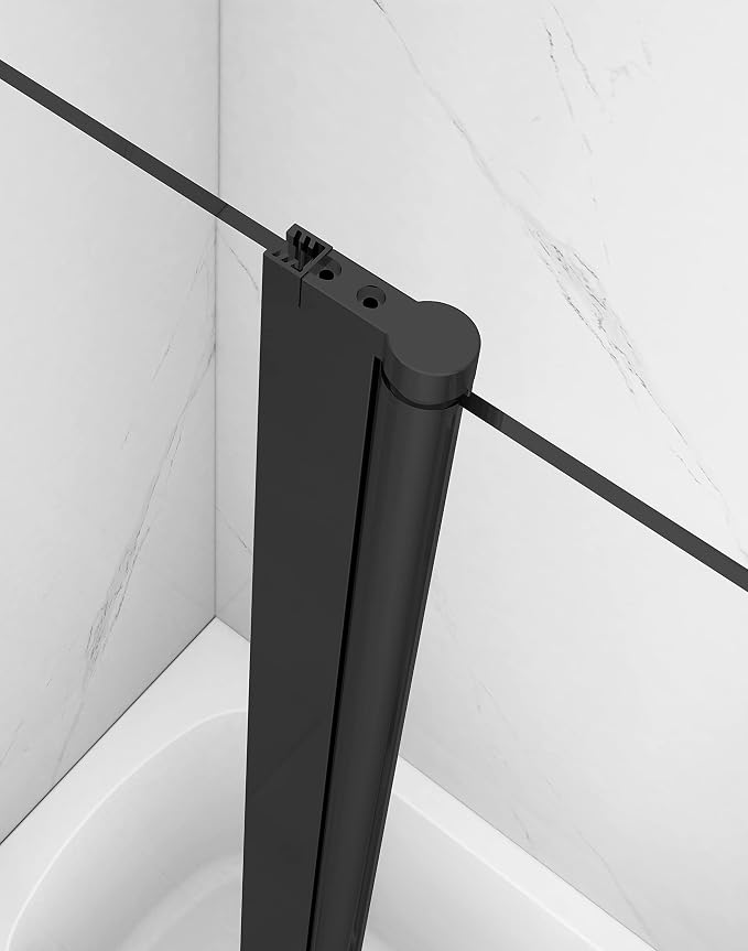 Sunrosa Pivot Matte Black Bathtub Door, Frameless Tempered Glass Bifold Shower - Image 4