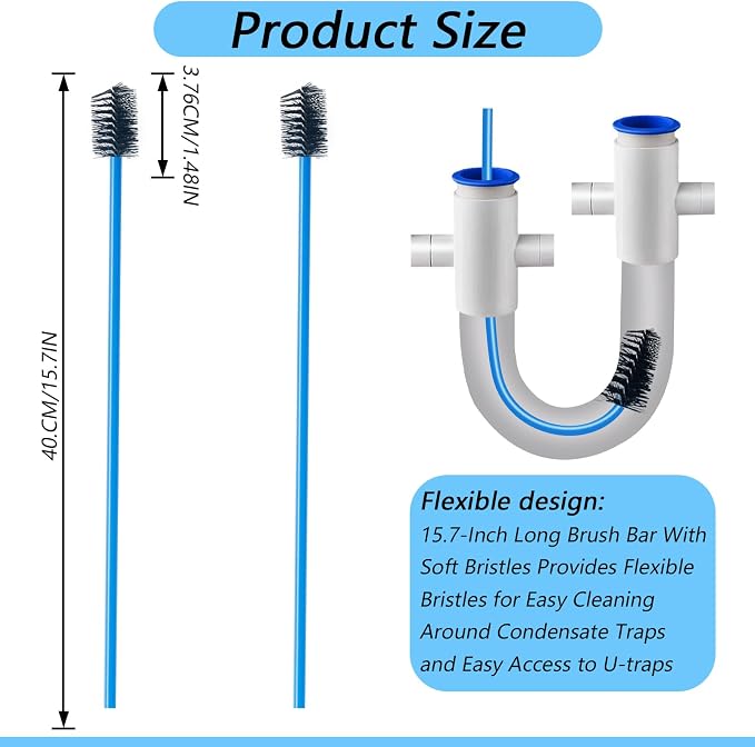 2 PCS Condensate Flexible Drain Brush, 15.7 in Nylon and PVC Drain Line - Image 2