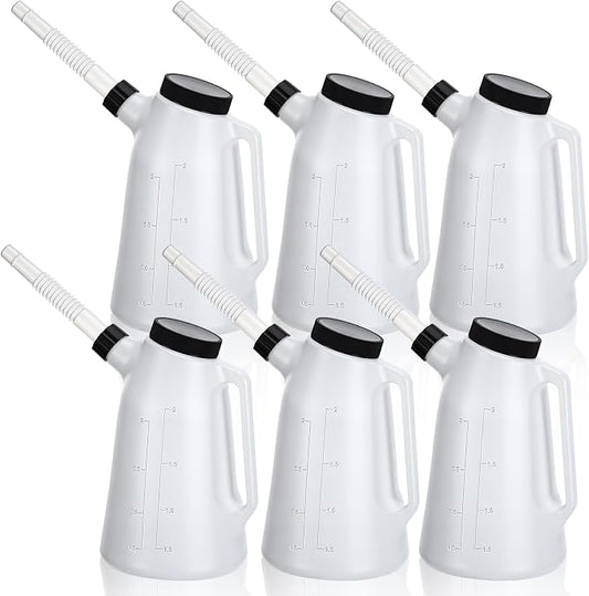 Mifoci 6 Pack 2 Quart Oil Measuring Containers, Translucent Plastic Oil by Mifoci