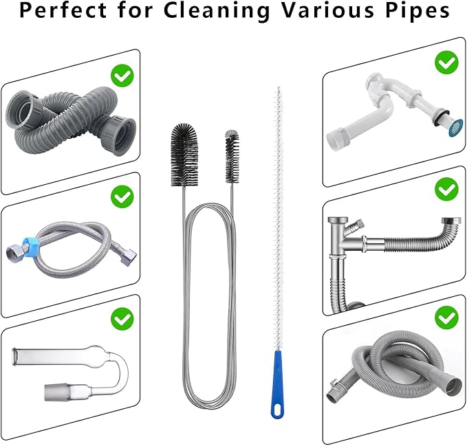 Flexible Extra Long Drain Brush, Drain Unblocker Tools, 61 inch Pipe Cleaner - Image 2