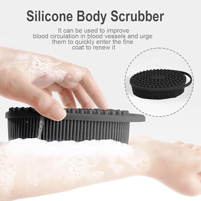Soft Silicone Body Scrubber 2 PCS Silicone Body Shower, Silicone Loofah 2 in 1 - Image 5
