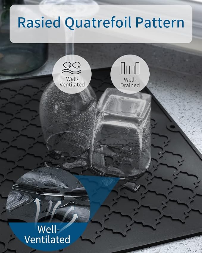 AMOAMI-Dish Drying Mats for Kitchen Counter-Silicone Dish Drying Mat-Kitchen - Image 4