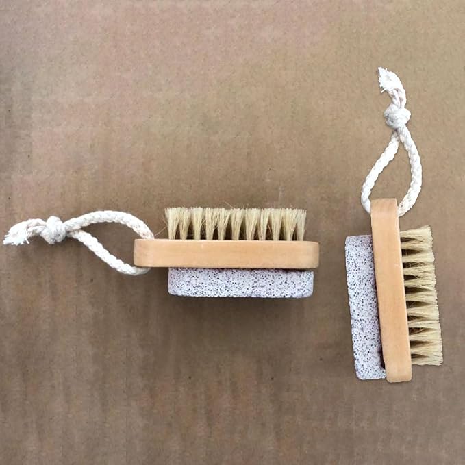 2 Pcs 2-in-1 Pumice Stone and Brush, Wooden Cleaning Fingernail Scrub Brush - Image 5