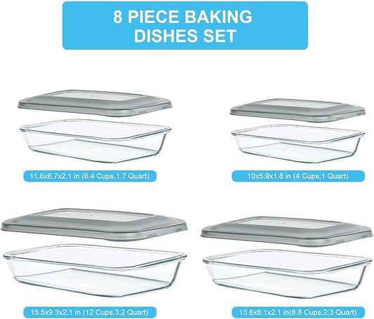 KOMUEE 8 Pieces Glass Baking Dish - Image 2