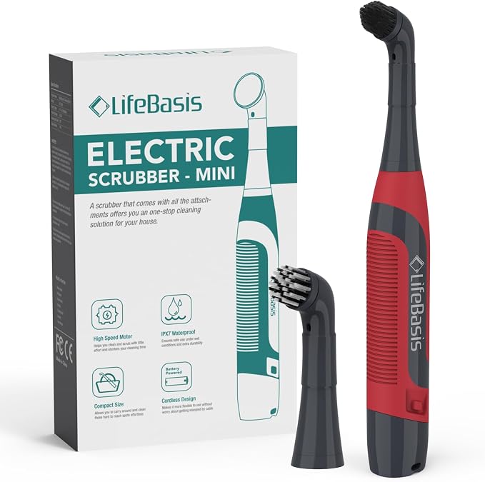 LifeBasis Cordless Electric Cleaning Brush, Mini Power Scrubber by LifeBasis