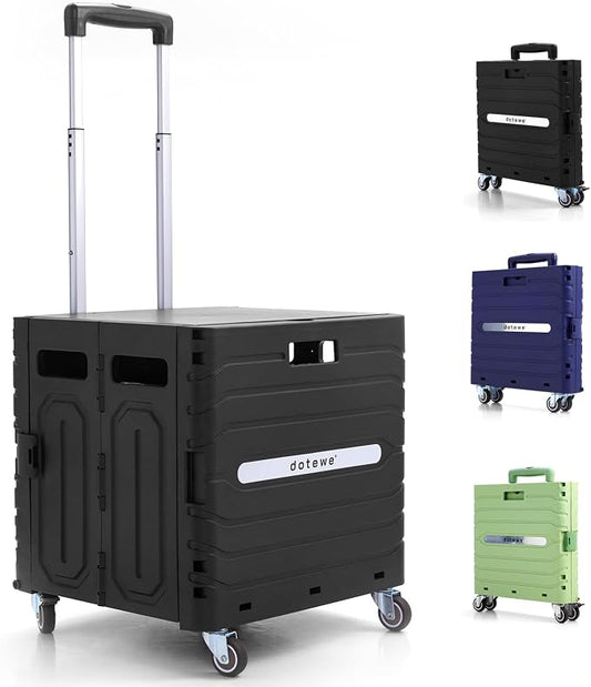 Folding Utility Cart Black Portable Rolling Crate Handcart Foldable Shopping by dotewe