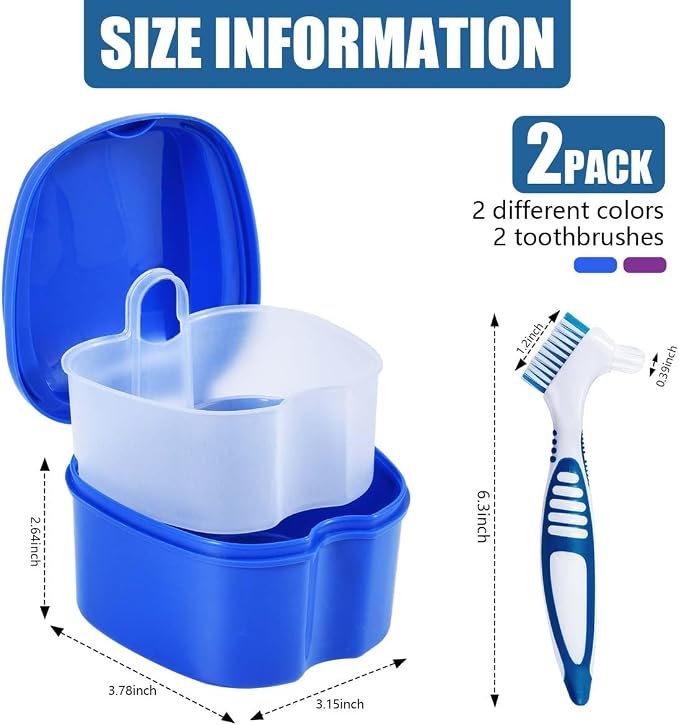 2 Pack Denture Bath Case Cup Box Holder Storage Container - Image 2