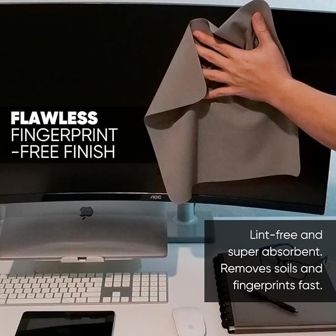 Microfiber Wholesale Premium TV Screen Cleaning Cloth Gray | 14”x14” | 3pk | - Image 3