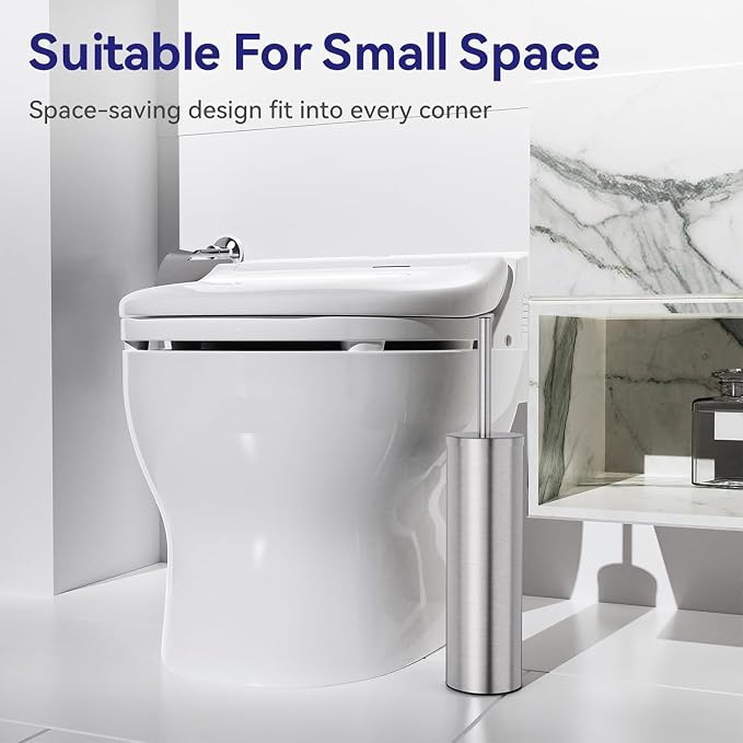 DOWRY Stainless Steel Freestanding Toilet Bowl Brush and Holder - Image 7