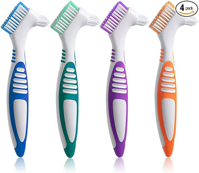 Denture Brush 4Pcs Denture Toothbrushes，Denture Cleaning Care Cleaning Brush by Octuitey