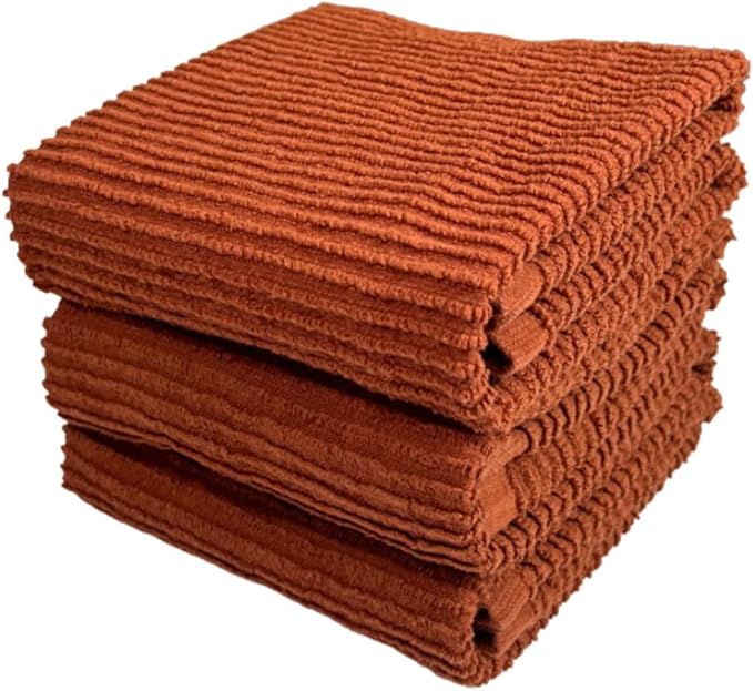 Kitchen Hand Towels: Maroon Rust 100% Cotton Cloth Soft Cleaning Drying Dished by SerafinaHome