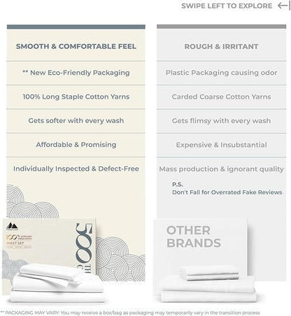 Mayfair Linen 100% Egyptian Cotton 2 Pack Twin XL Sheet Set - 500 Thread Count Cotton Sheets Twin XL Size (6 PC, Ivory), Soft, Cooling, Sateen Weave, 16" Deep Pocket College Dorm Room Bed Sheet
