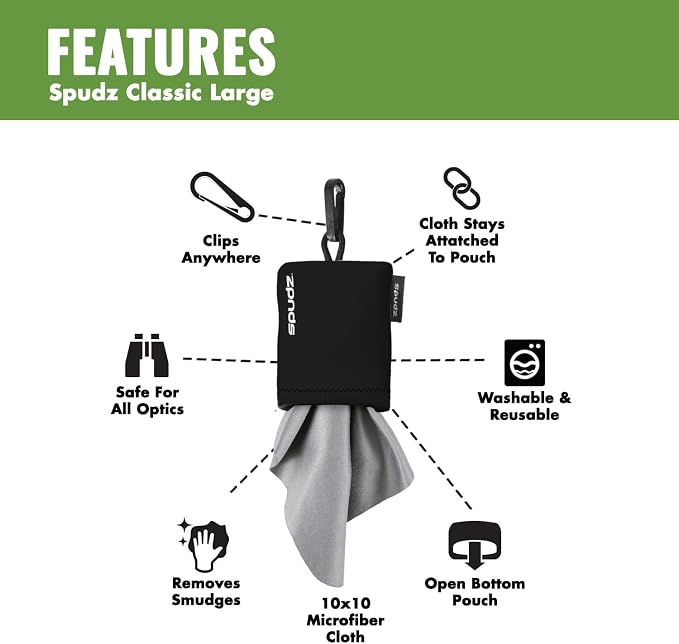 SPUDZ Classic Microfiber Lens Cleaner – Clip-On Pouch, Washable – - Image 3