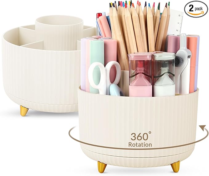 SKYDUE 2 Pack Pen Holder, 360 Degree Rotating Pencil Holder by SKYDUE