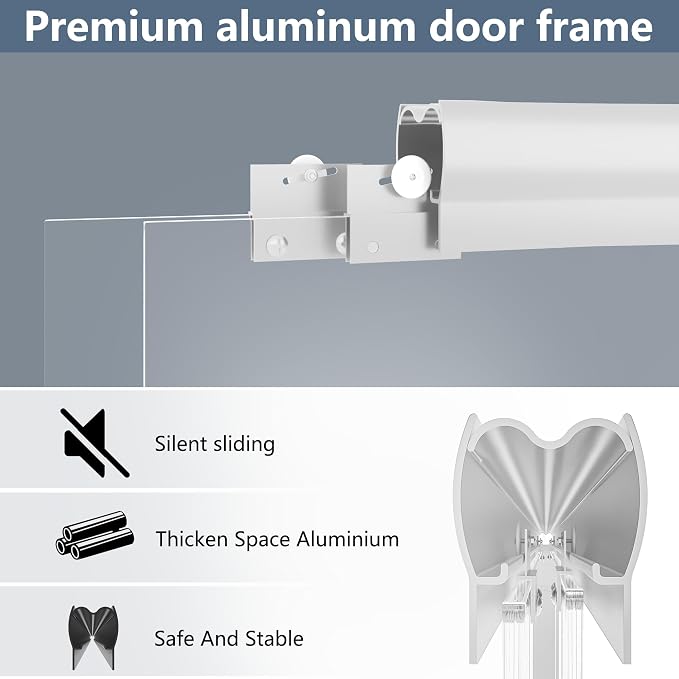 Double Sliding 56-60" W×72" H Shower Door, Semi-Frameless Sliding Glass Shower - Image 5