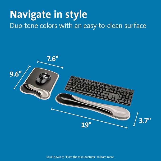 Kensington Mousepad and Gel Wrist Rest, 11-2/5" x 17-7/10", Ergonomic Design - Image 2
