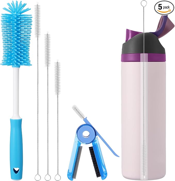 Palksky Water Bottle Cleaning Brush Kit, Brush and Straw Cleaner by Palksky
