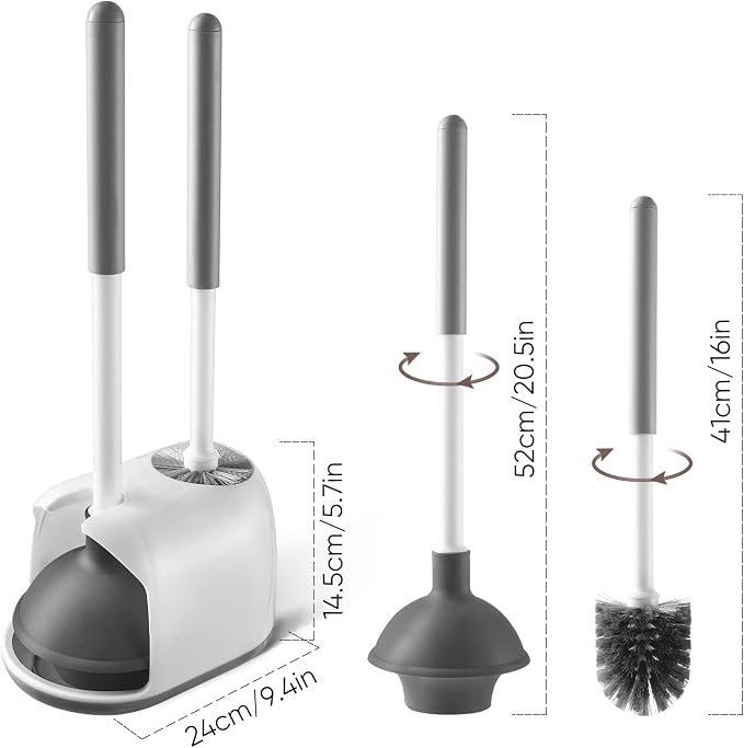 Eyliden Toilet Plunger and Brush, 2 in 1 Toilet Bowl Brush Plunger Set - Image 5