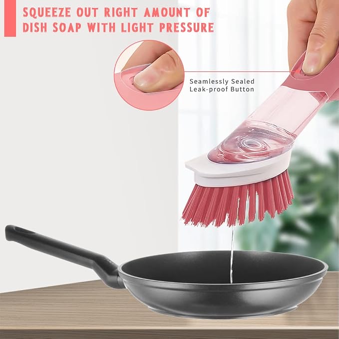 Dish Cleaning Brush, Soap Dispensing Dish Brush Set - Image 4