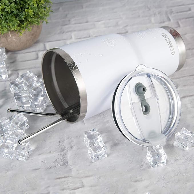 D·S 30oz White Tumbler Stainless Steel Double Wall Vacuum Insulated Mug - Image 5