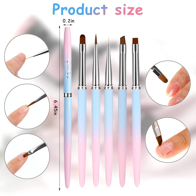 5Pcs Nail Polish Clean Up Brush Set, Manicure Nail Art Polish Remover Brush - Image 3