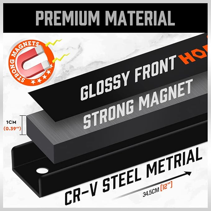 HORUSDY 12" Magnetic Tool Holder Strip, Shop Organization, Mounting Screws - Image 5