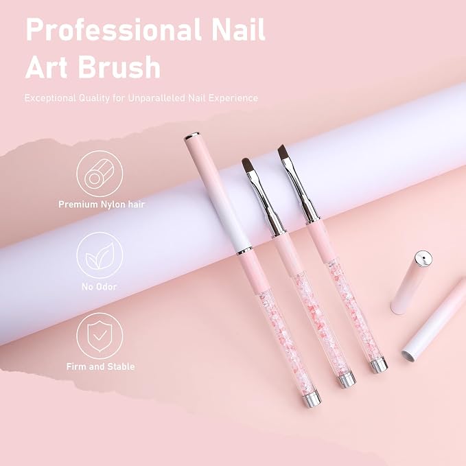 3PCS Nail Art Clean Up Brushes -Round/Angled Nail Brushes - Image 2