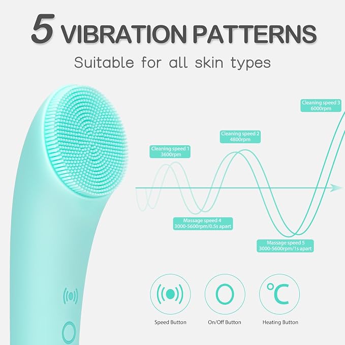 PRITECH Silicone Face Scrubber, Rechargeable Facial Cleansing Brush - Image 4