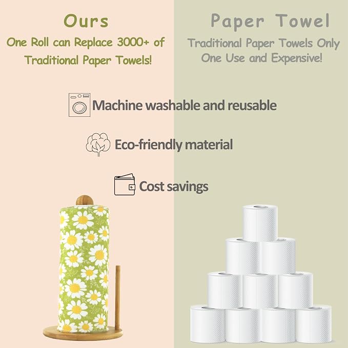 25 Pack Reusable Paper Towels, Paperless Towels Roll Washable Cotton Cloth - Image 2