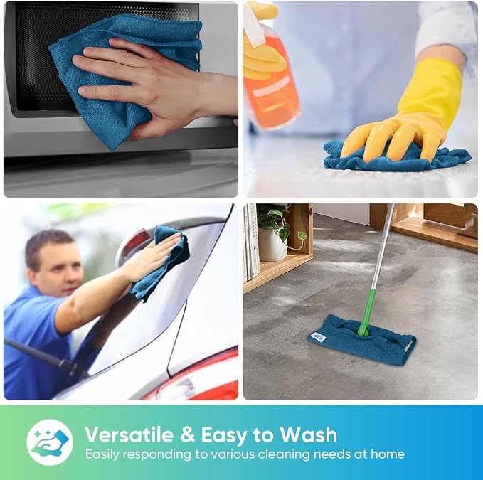 HOMEXCEL Navy Blue Microfiber Cleaning Cloth, 24 Pack Cleaning Towels - Image 6