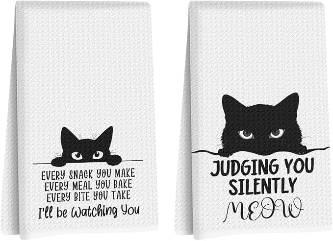 Hanamiya Na 2Pcs Funny Cat Kitchen Towels 24x14 Inch, Reusable Durable by Hanamiya+Na
