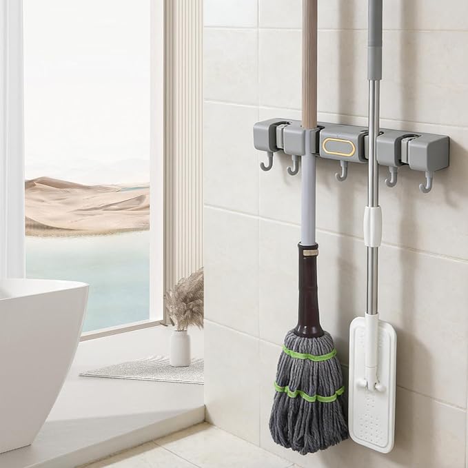 Broom Holder Wall Mount Hanger Mop, Broom and Mop Organizer Wall Hanging - Image 6