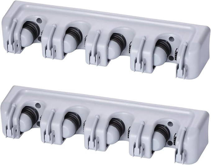 TOGU 2 Pack Mop and Broom Holder Wall Mounted 4 Position Storage Rack - Image 3