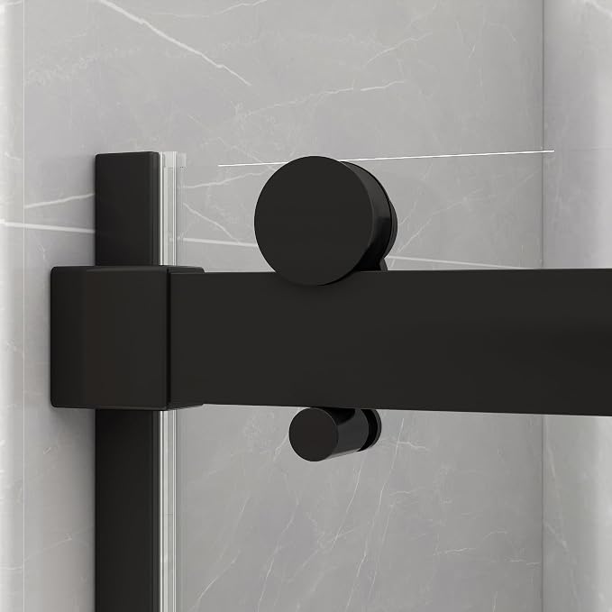 Sunrosa Semi-Frameless Glass Shower Door, 47 2/8" -48" W x 76" H Single Sliding - Image 2