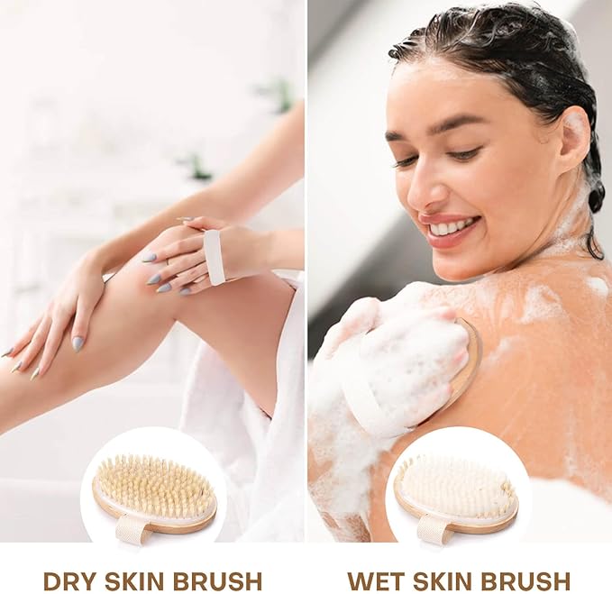 2 Pack Dry Brushing Body Brush, Natural Bristle Exfoliating Brush - Image 6