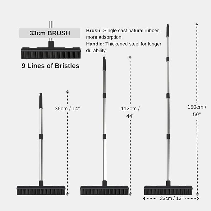 Pet Hair Remover Carpet Rake Reusable Rubber Broom - Image 5