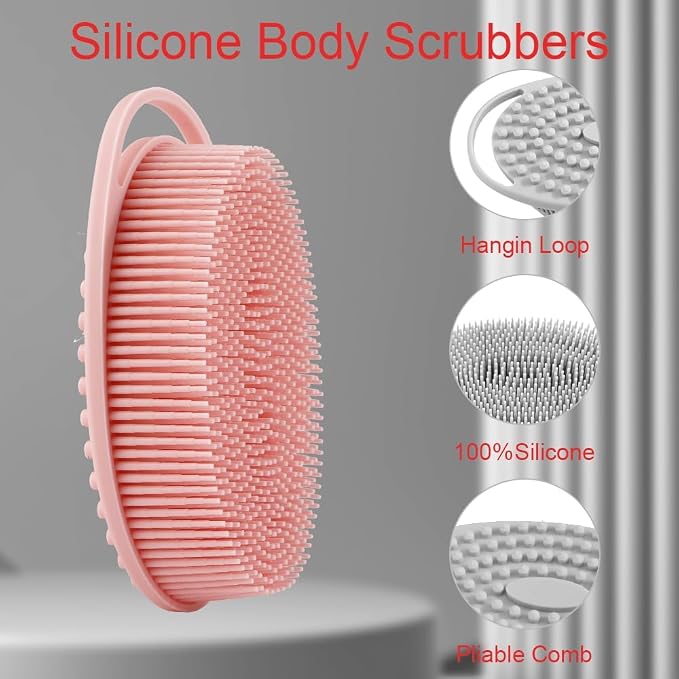 Silicone Body Scrubber, Exfoliating Silicone Loofah, Soft Silicone Body Shower - Image 3