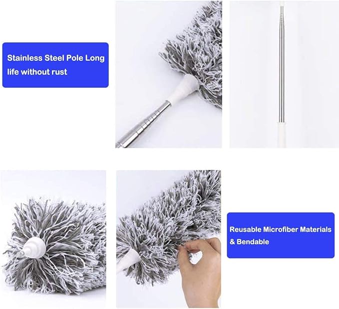 Lomida Microfiber Duster with Extension Pole, Extra Long 100 inches, with - Image 3