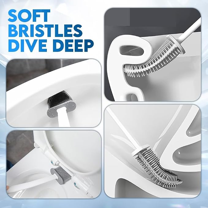 Silicone Toilet Brush and Holder Set – Pack of 2 Wall Mounted Toilet Scrubber - Image 7