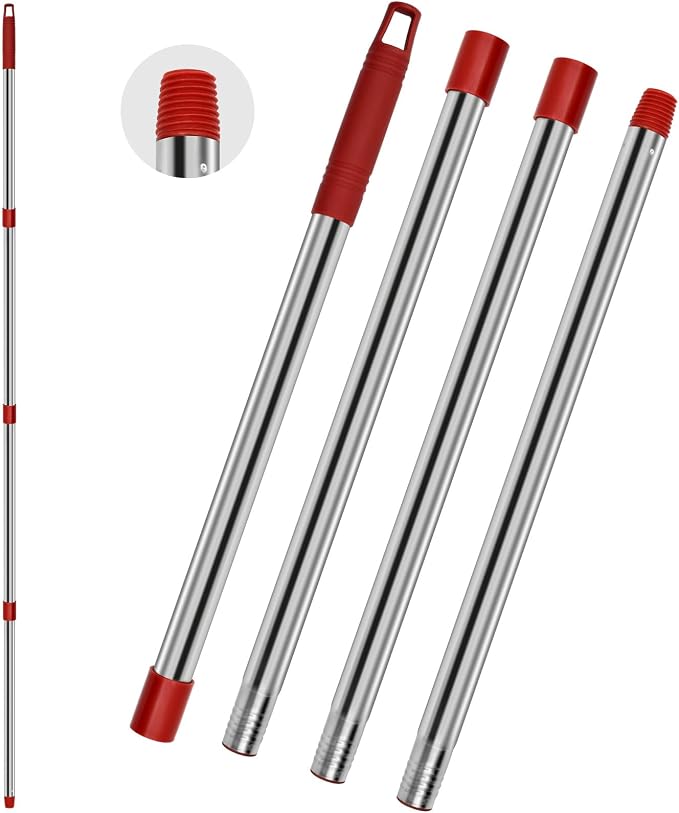 4 Section Stainless Spin Mop Replacement Handle - Image 2