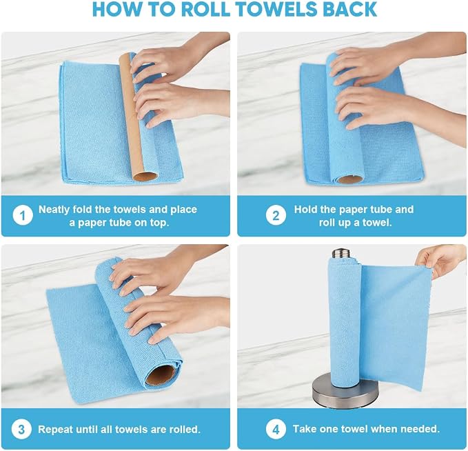 AIDEA Microfiber Cleaning Cloth 165 Sheets 3 Roll, Microfiber Towels - Image 7